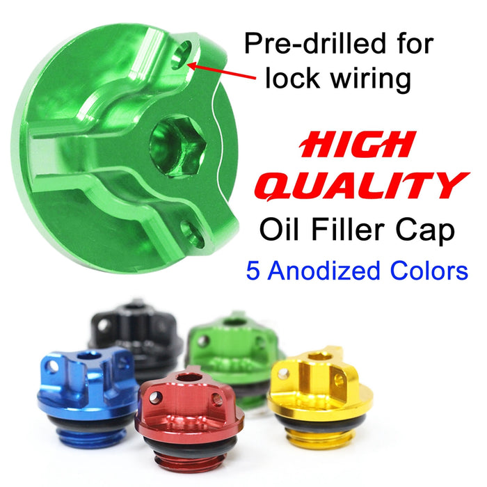 Engraved MC Motoparts Kawasaki Vulcan S 650 oil filler cap with logo, designed for 2014-2025 EN650 models.
