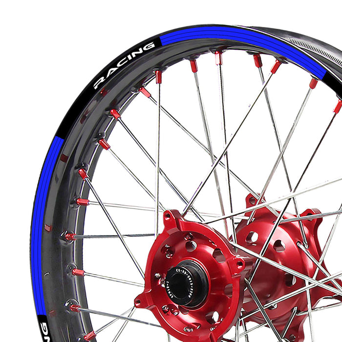 Blue rim skin stickers for Suzuki DR-Z 400S 2000-2021 dirt bike, designed by StickerBao, for wheel and rim decoration.