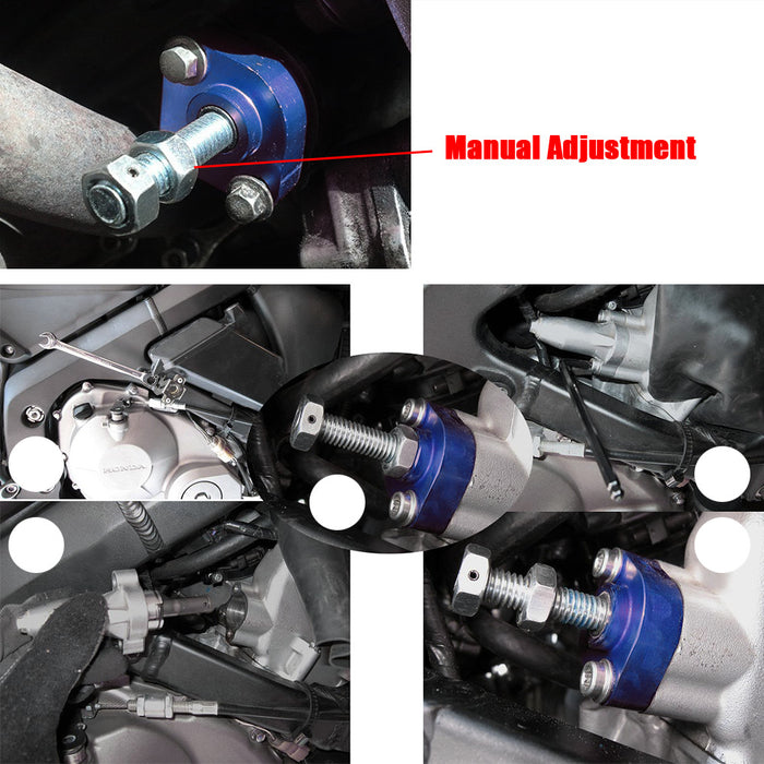 MC Motoparts cam chain tensioner for Yamaha YZF R1 1000 and FZ1, shown installed on the engine timing chain.