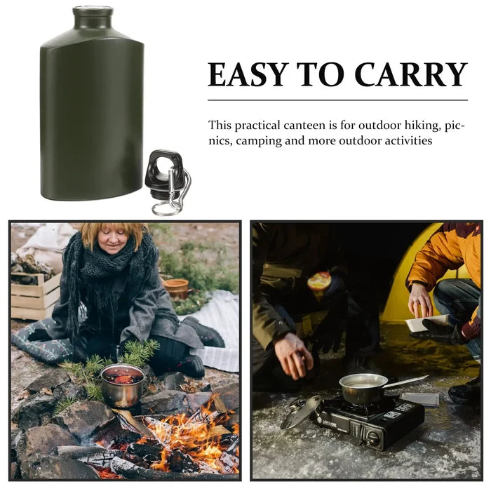 Gourde Camping Plate Aluminium 500ml - Design Ultra-Compact Randonnée Trekking - Camp de Base Farzen