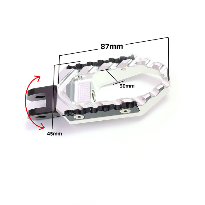 Black MC Motoparts touring foot pegs for BMW R nineT and S1000RR, durable standard foot pegs with a sleek design.