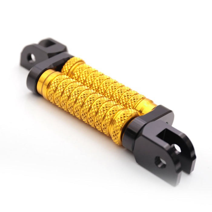 BMW S1000RR R nineT 25mm adjustable extension foot pegs by MC Motoparts, front view showing metal foot peg with mounting hardware.