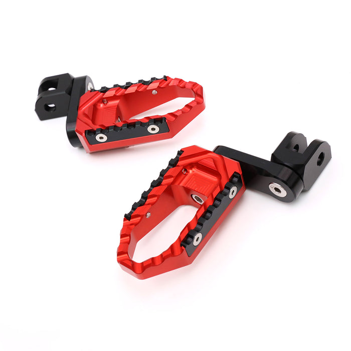 MC Motoparts 40mm extension foot pegs for Buell S1 S3 M2 XB12R, adjustable wide touring foot pegs, black finish, front view