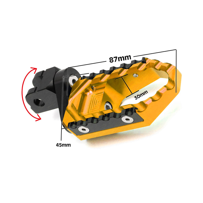 MC Motoparts 25mm adjustable extension foot pegs for Buell XB12R XB9S touring motorcycle, shown in black with extended design.