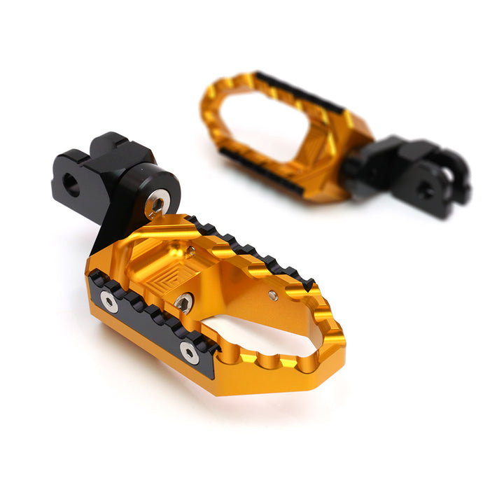 MC Motoparts 25mm extension foot pegs for Buell XB12R and XB9S, adjustable touring foot pegs with black finish.