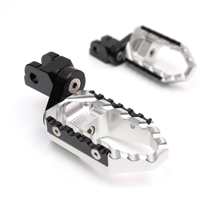 MC Motoparts 25mm extension foot pegs for Buell XB12R XB9S Touring models, adjustable motorcycle footrests on black finish.