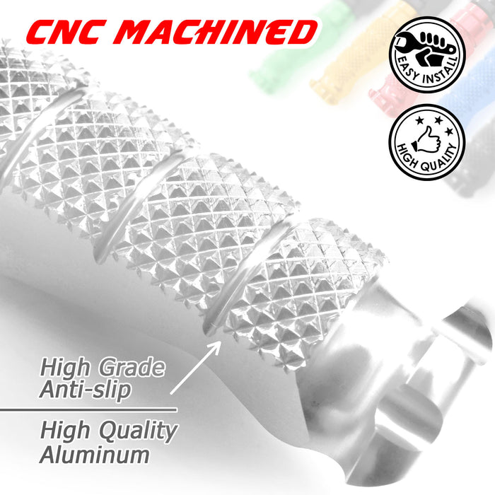 Fit Ducati 1199 1299 Panigale RFIGHT 25mm Adjustable Front Silver Foot Pegs - MC Motoparts