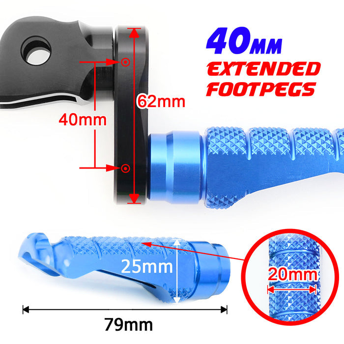 Fit Ducati Multistrada 1200 1000 RFIGHT 40mm Multi-step Front Blue Foot Pegs - MC Motoparts