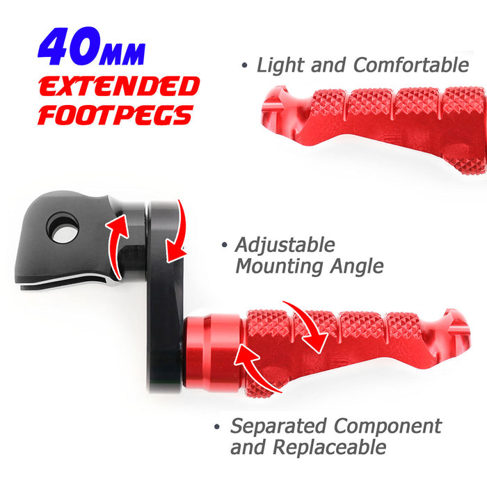 Fit Ducati Multistrada 1200 1000 RFIGHT 40mm Multi-step Front Red Foot Pegs - MC Motoparts