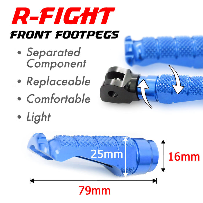 Fits Ducati Multistrada 1200 1000 RFIGHT Front Blue Foot Pegs - MC Motoparts