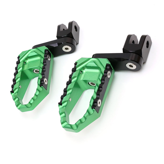 MC Motoparts 40mm extension foot pegs for Ducati Multistrada 1200 and Hypermotard 821, adjustable wide touring foot pegs.