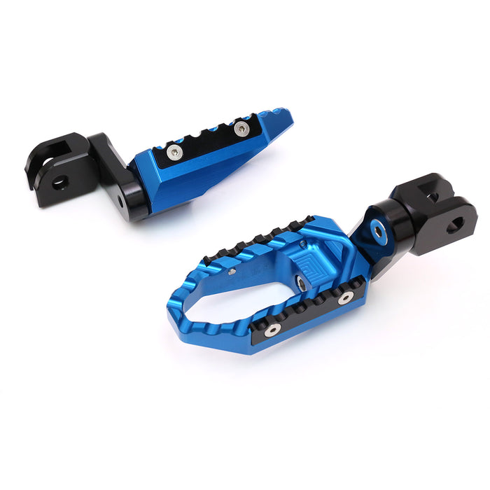 Front view of MC Motoparts 40mm extension foot pegs for Harley Davidson Breakout FXDR114 touring motorcycle.