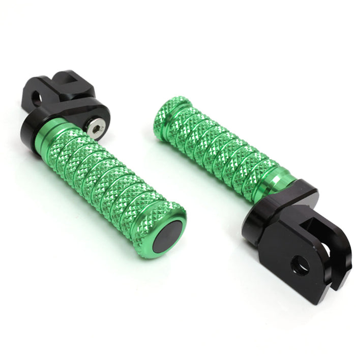 Harley Davidson Fatboy Lo Iron 883 25mm adjustable extension foot peg by MC Motoparts, shown from the front with polished metal finish.
