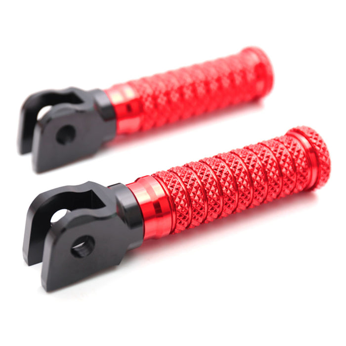 Front standard MC Motoparts pole foot pegs for Harley Davidson Softail Dyna Softail motorcycle, shown installed on bike.
