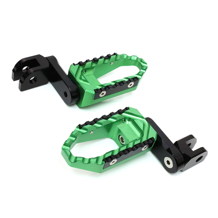Front view of MC Motoparts 40mm extension touring foot pegs for Honda CB1000R, CB600F, CB900F motorcycle, adjustable and multi-step.