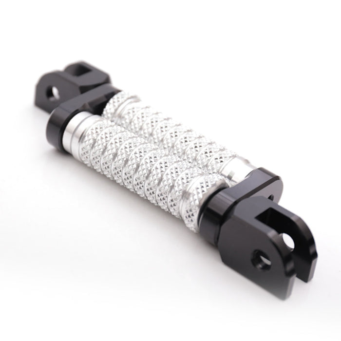 Front view of MC Motoparts 25mm extension foot pegs for Honda CB500F, CB600F, and CB1000R motorcycle.