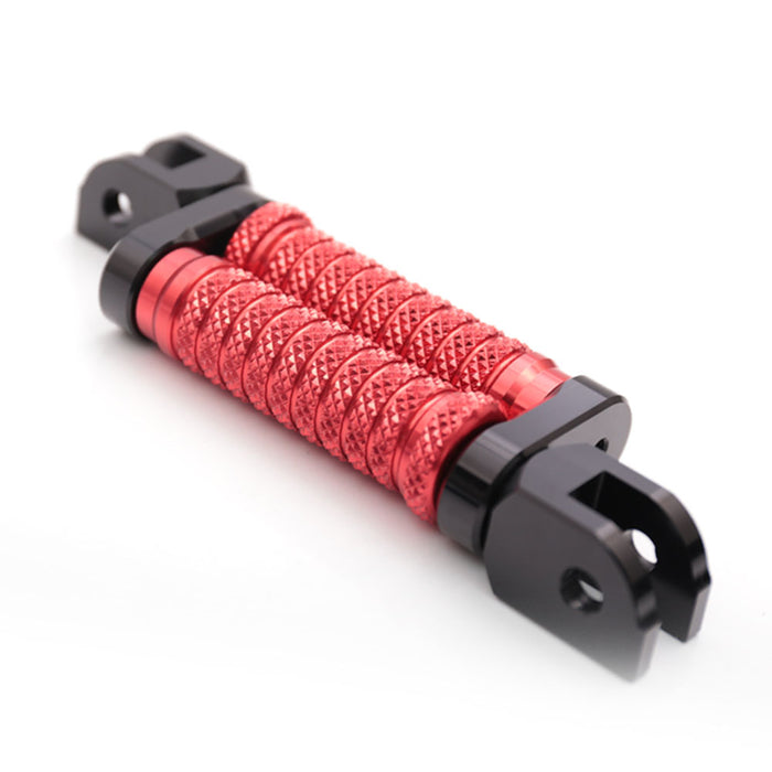 Front view of MC Motoparts 25mm extension foot pegs for Honda CB500F, CB600F, and CB1000R motorcycles.