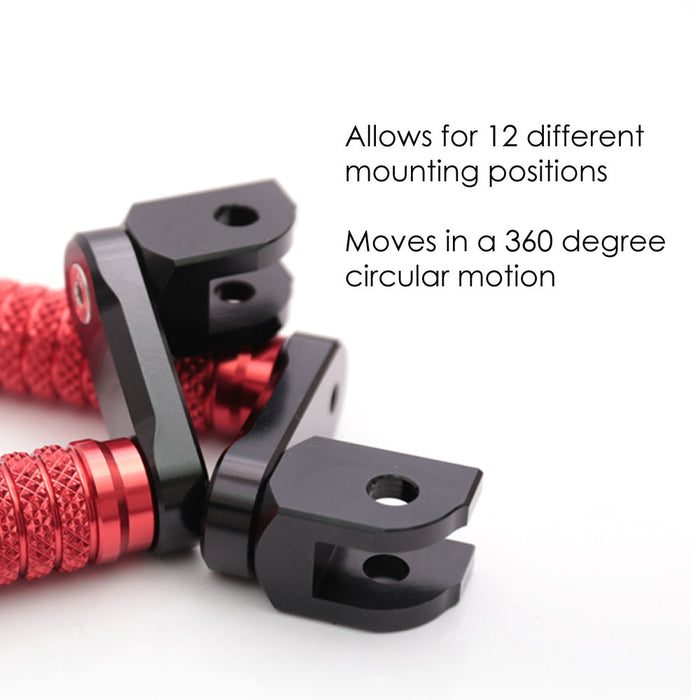 Front view of MC Motoparts 40mm extension foot pegs for Honda CB900F, CBF600, and CB1300 motorcycle, showing metal foot peg extensions.