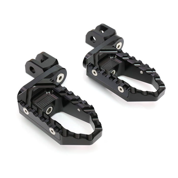 MC Motoparts 40mm adjustable wide foot pegs for Honda CBR250RR, CBR600RR, and CBR1000RR motorcycle front extension, black finish.