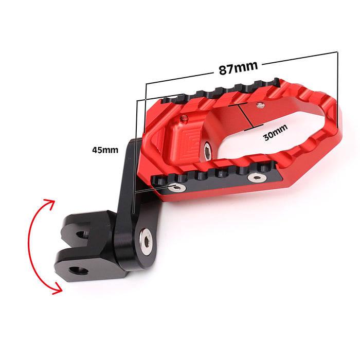 MC Motoparts 40mm extension foot pegs for Honda VFR800, VFR1200F, ST1300 touring bikes, adjustable motorcycle footrests.