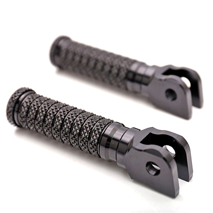 Black MC Motoparts front pole foot pegs for MV Agusta Brutale 1078RR, 750, 910 models, showing textured metal design