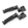 Black 25mm extension foot pegs for Suzuki GSX-R 1000, 600, 750 R-FIGHT by MC Motoparts, shown from the front view.