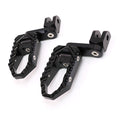 MC Motoparts 40mm extension foot pegs for Suzuki GSX-R 750, 1000, 600, with wide touring design and black finish.