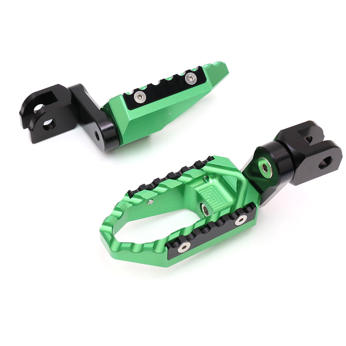 Black 40mm extension foot pegs for Triumph Daytona 675 R Thruxton R by MC Motoparts, featuring multi-step wide design.