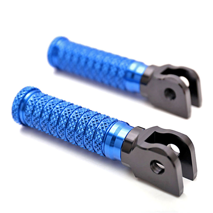 MC Motoparts front standard foot pegs for Triumph Scrambler, Speed Triple, Sprint GT motorcycle, durable metal footrest attachments.