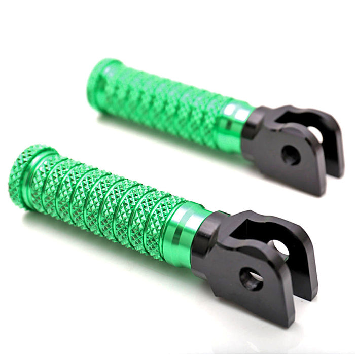 Front standard foot pegs for Triumph Scrambler, Speed Triple, Sprint GT by MC Motoparts, shown in black with textured grips.