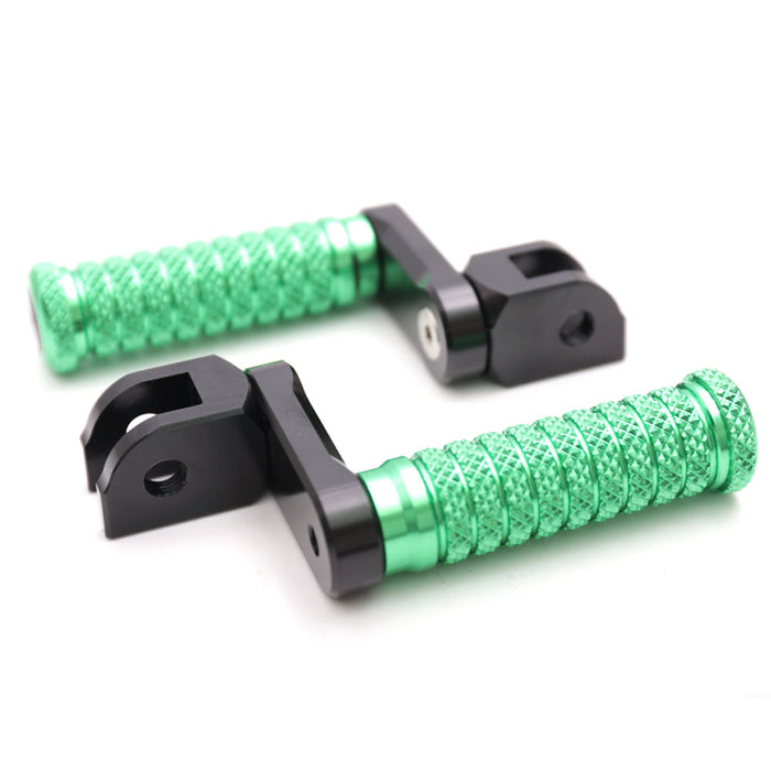 Front view of MC Motoparts 40mm extension foot pegs fitting Yamaha Bulldog Vmaz 1700 XJR1200 XJR1300 motorcycles.