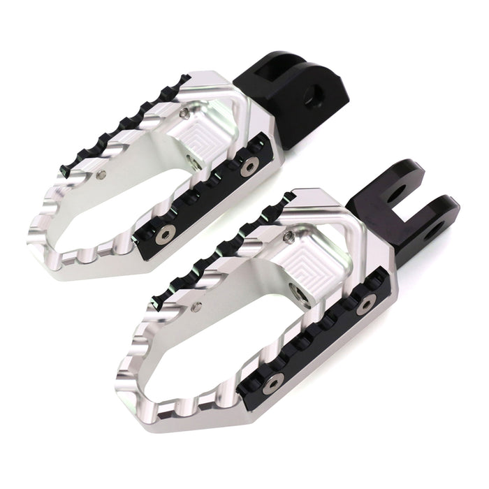 MC Motoparts touring front foot pegs for Yamaha MT-01, MT07, MT09, MT10, and FZ1 motorcycle, standard style, black finish.