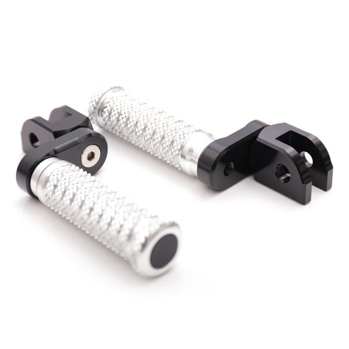 Front view of MC Motoparts 25mm extension foot pegs for Yamaha XSR900, XSR700, XJR1400, and Vmax motorcycle.