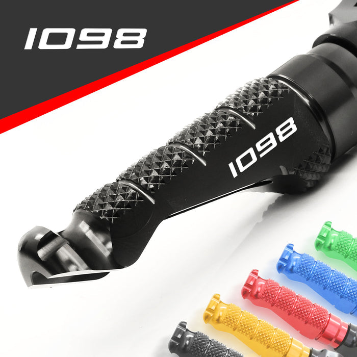 Ducati 1098 EVO R S 07-09 engraved front rider Black Foot Pegs