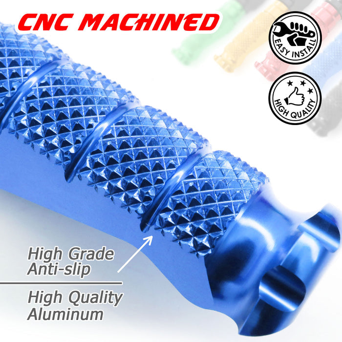 Honda NC700 logo engraved front rider Blue Foot Pegs