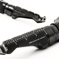 Front R-FIGHT engraved logo foot pegs for Kawasaki Versys 650 from MC Motoparts, durable standard motorcycle foot pegs.