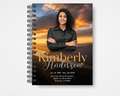 Golden Sunset Cross Memorial Guest Book Template — Canva editable, 17-page spiral-bound guest book with cross and dove sunset cover, faith-based funeral stationery