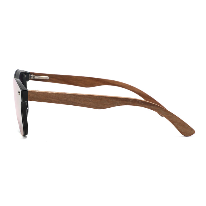 Handmade Bamboo Sunglasses Pink Gold Colored Lense - YOGAZ