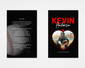 Heart of the Game memorial prayer card — black background with close-up baseball and 23rd Psalm on front; heart-shaped photo placeholder with "Celebration of Life" circular border text, bold red and white name, and dates on back — front and back