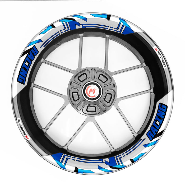 Honda CBR600RR 17-inch wheel stickers by StickerBao, front and rear removable 2-piece rim decals on a motorcycle wheel