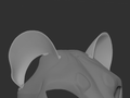 3D rendered image of a pair of lion or big cat TPU ears for fursuit or mask, showing the shape and fit on fursuit base.