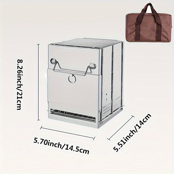 Mini Poêle Charbon Pliable Acier Inoxydable - Réchaud Portable 850g - Camp de Base Farzen