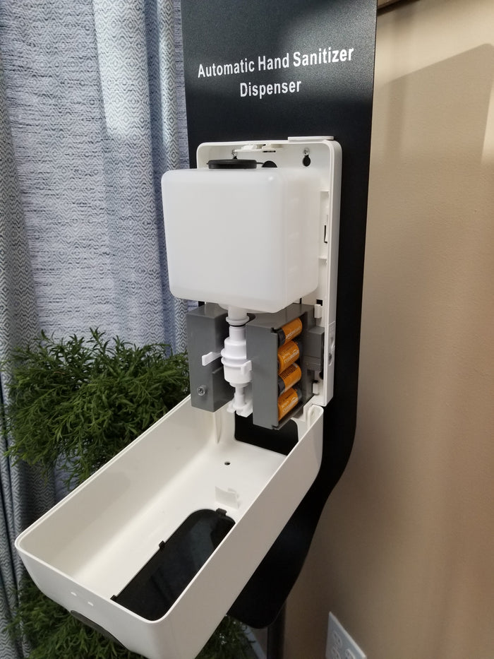 No-Touch Battery-Powered Automatic Hand-Sanitizing Station