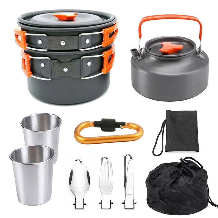 Batterie Cuisine Portable Aluminium Kit Camping Couverts 1,1L - Camp de Base Farzen