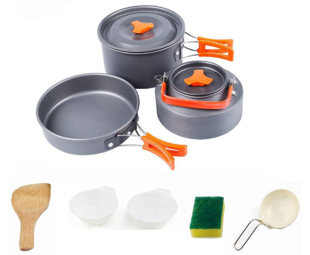 Batterie Cuisine Portable Aluminium Kit Camping Couverts 1,1L - Camp de Base Farzen