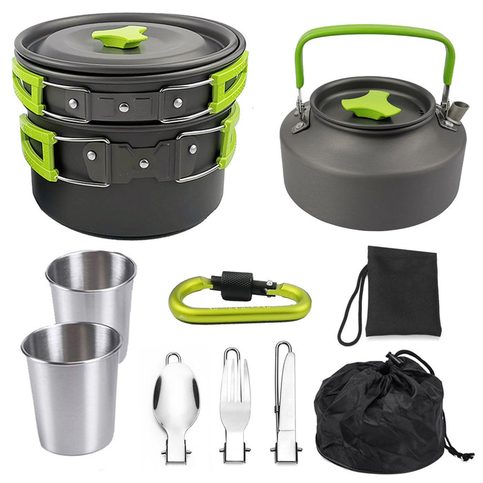 Batterie Cuisine Portable Aluminium Kit Camping Couverts 1,1L - Camp de Base Farzen