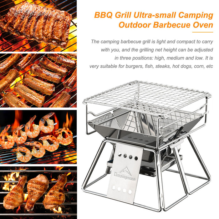 Barbecue Portable Pliable Acier Inoxydable Grille Antiadhésive - Camp de Base Farzen
