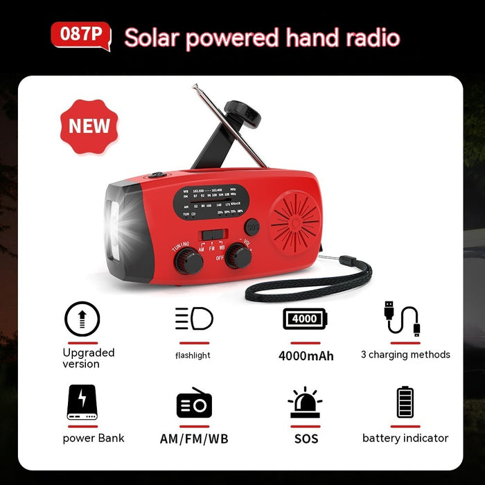 Radio d'urgence portable multifonctionnelle à énergie solaire - Camp de Base Farzen