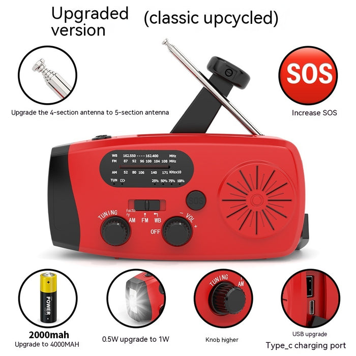 Radio d'urgence portable multifonctionnelle à énergie solaire - Camp de Base Farzen