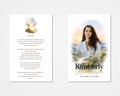 Quiet Wings watercolor religious memorial prayer card front and back — 23rd Psalm, cross and dove, editable in Canva, Christian funeral keepsake
